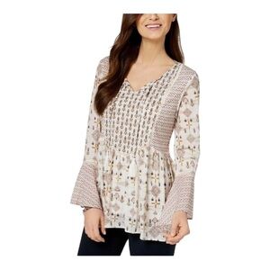 Style & Co Mixed Print Peasant Blouse